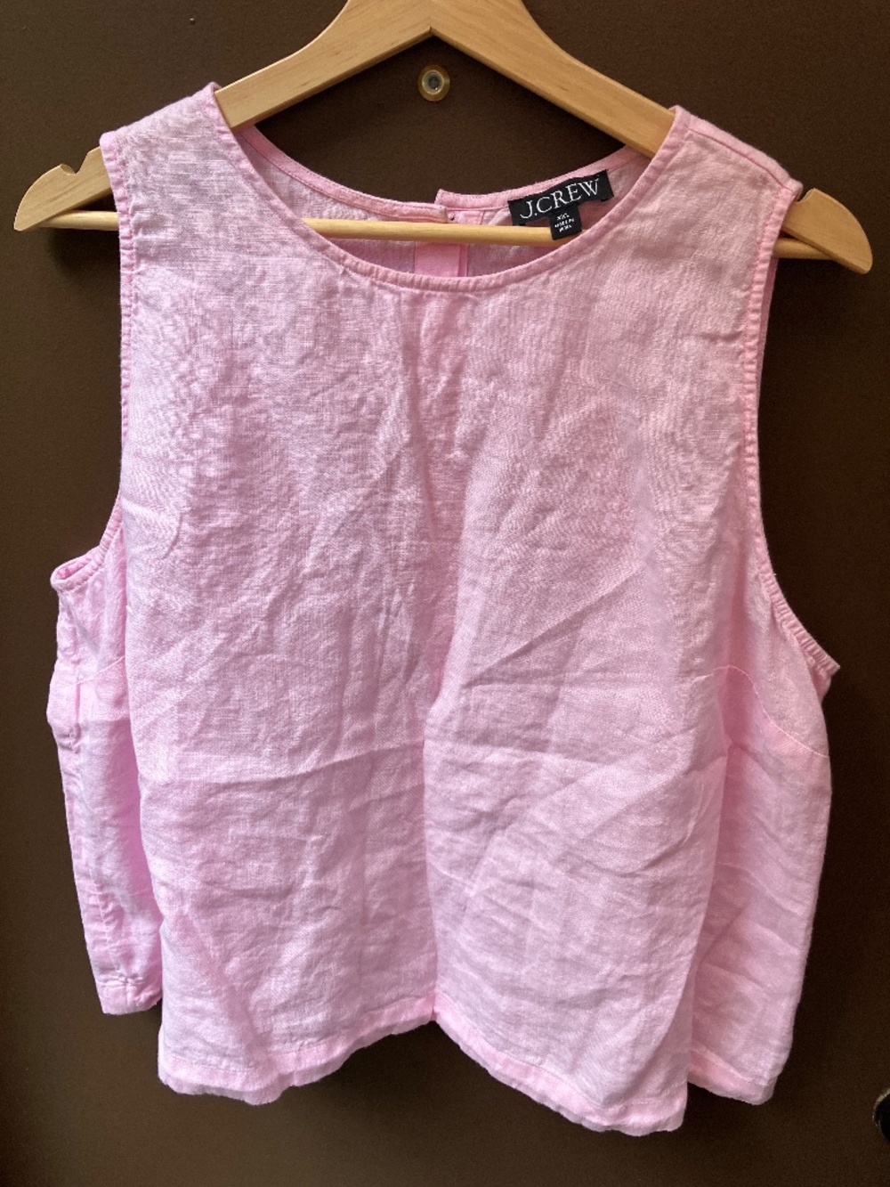 J.Crew Soft Pink 100% Linen Sleeveless Top XXL – Button-Back Shell